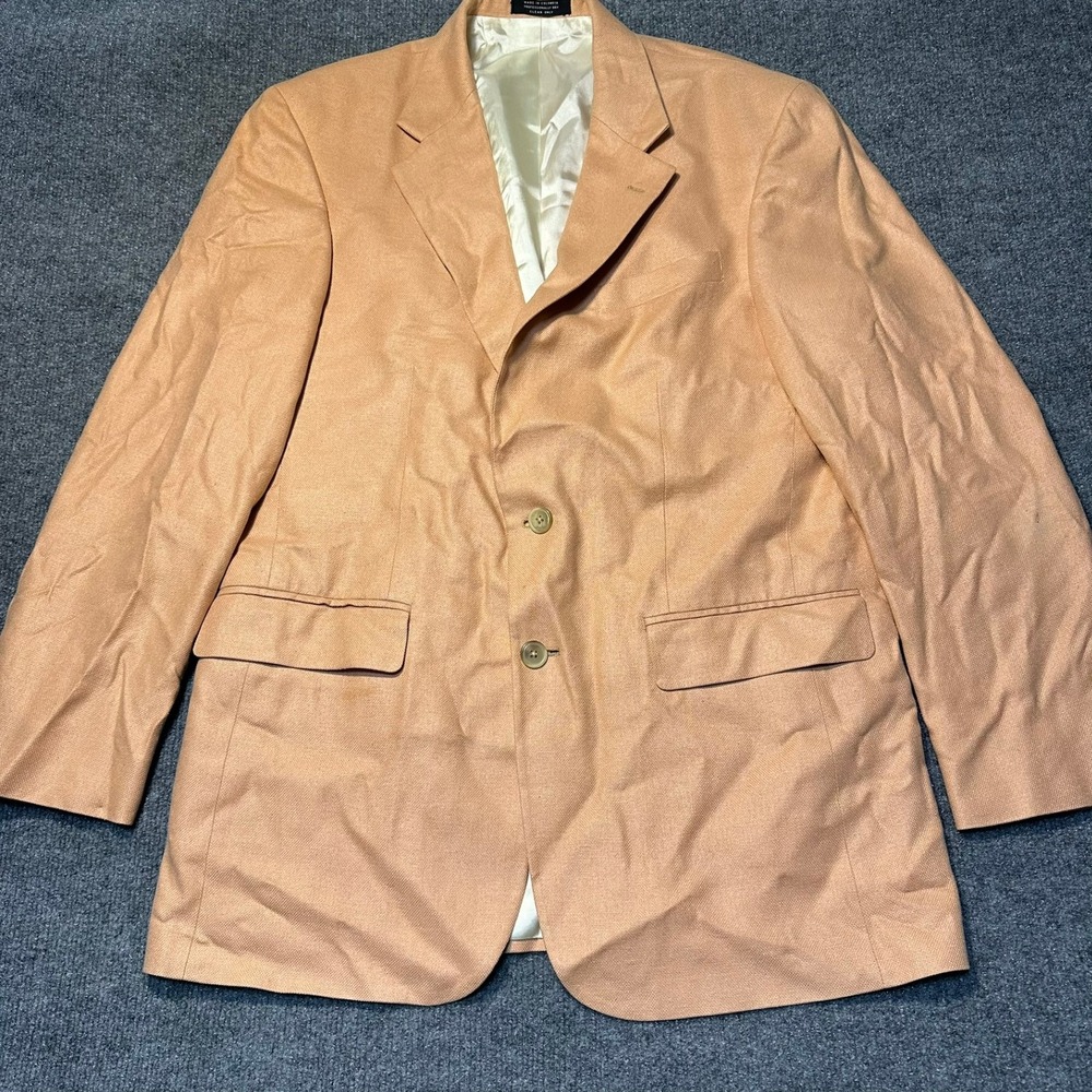 Oscar de la Renta Mens Pink 100% Silk Two Button Blazer Sport Coat 40R